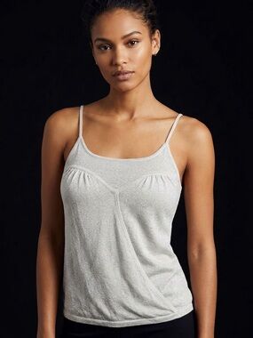 Silver Metallic Camisole with Ruched Bust - Women's Chemise